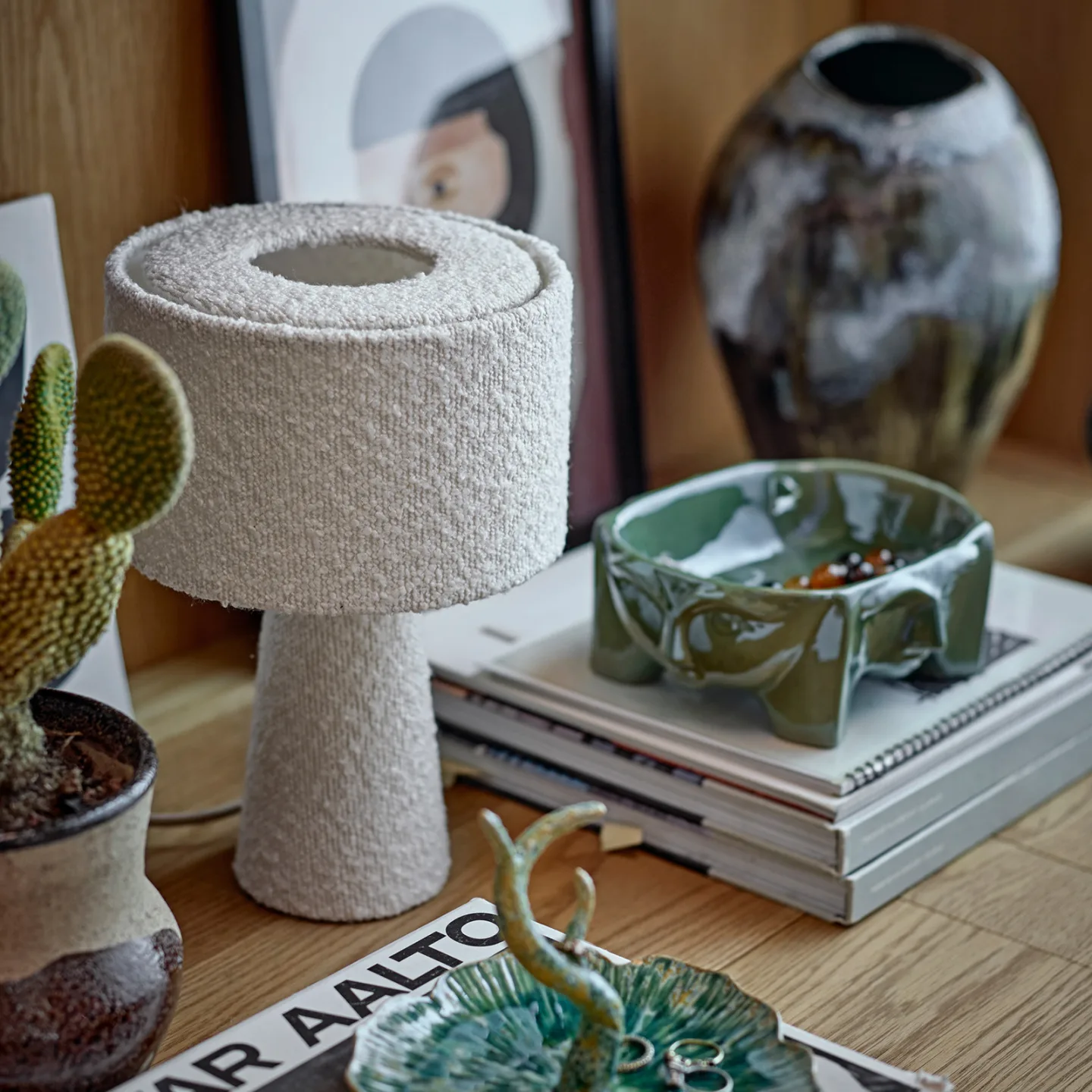 Emmie Tischleuchte, Polyester, Boucle-Optik - BLOOMINGVILLE - Wohnzimmer - Modern - Stoff / Textil - Einflammig