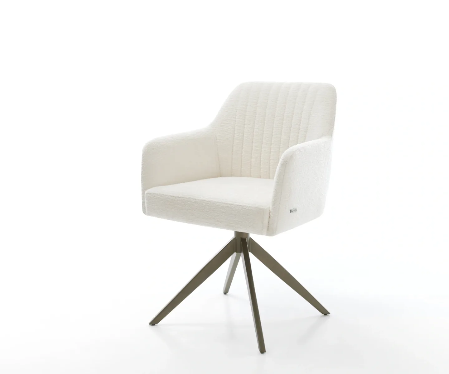 Drehstuhl Greg-Flex Bouclé Soft Beige Kreuzgestell breit Effektfinish Titan 360° drehbar Wippfunktion Taschenfederkern