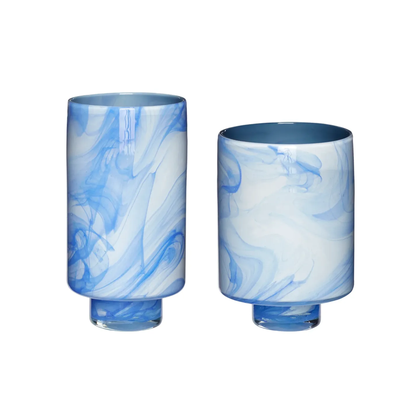 Hübsch Hübsch Vase 2er-Pack Weiß-blau