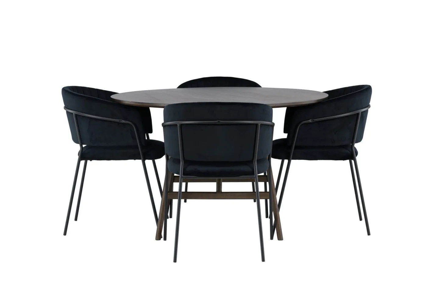 Kaseidon Matgrupp 100 cm Rund med 4 Selma Stolar - Mörkbrun