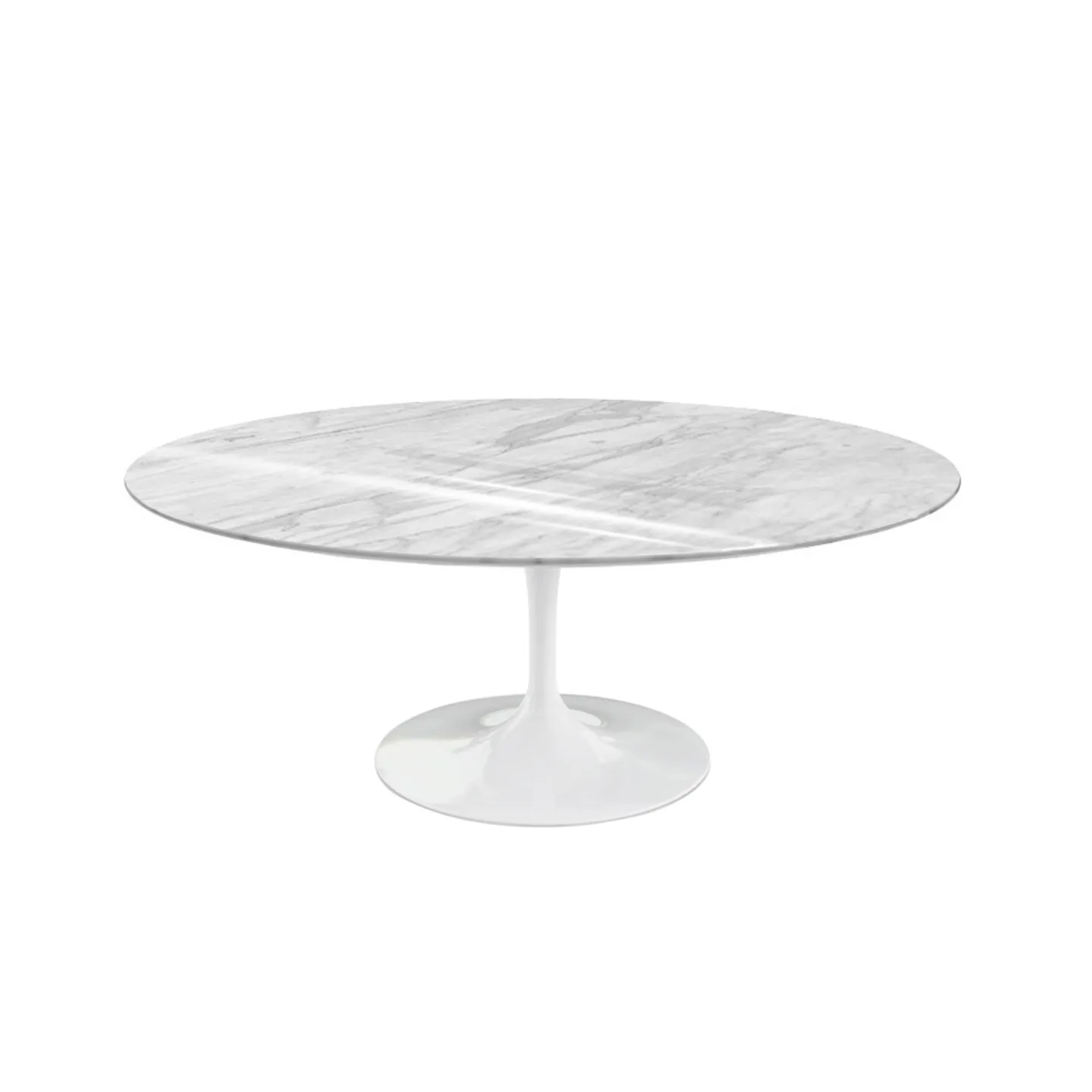 Knoll - Saarinen Oval Table - Soffbord, Vitt underrede, skiva i matt Statuarietto marmor - Soffbord - Eero Saarinen - Vit - Metall/Sten