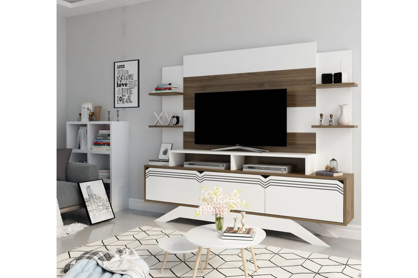 Hejde TV-Möbelset 149 cm - Vit/Brun