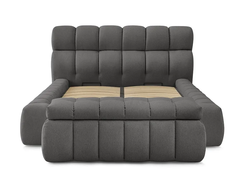 Kastenbett mit Bettkasten BOBOCHIC MONT-BLANC 180x200cm stoff dunkelgrau