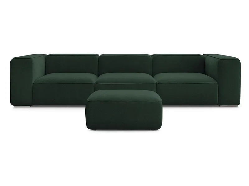 3er Sofa mit Hocker BOBOCHIC ZEPHYR Stoff mit Textur grün
