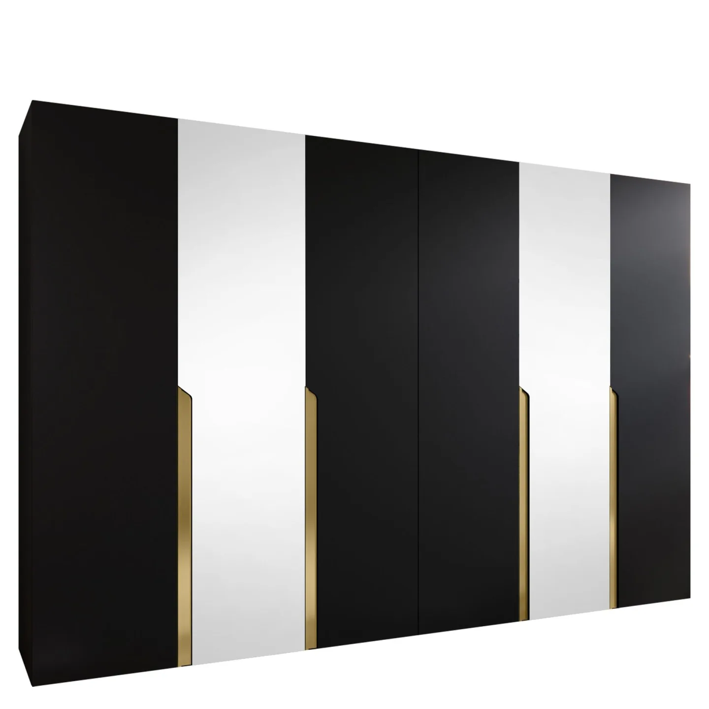 Milias Garderob med spegel 300x202 cm - svart / guld