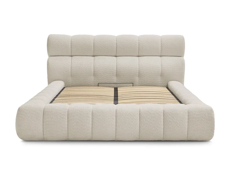 Kastenbett BOBOCHIC MONT-BLANC 180x200cm boucle-stoff beige