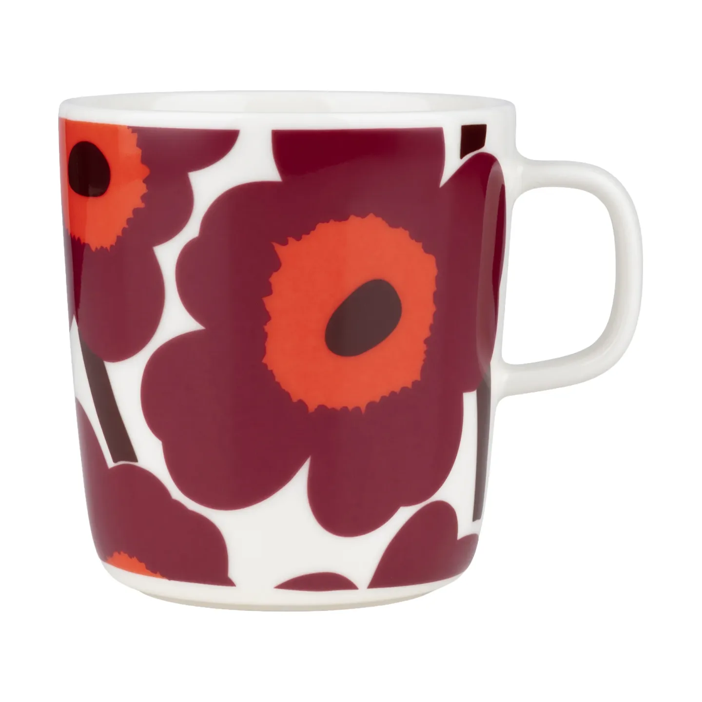 Marimekko Unikko mugg 40 cl White-burgundy-red