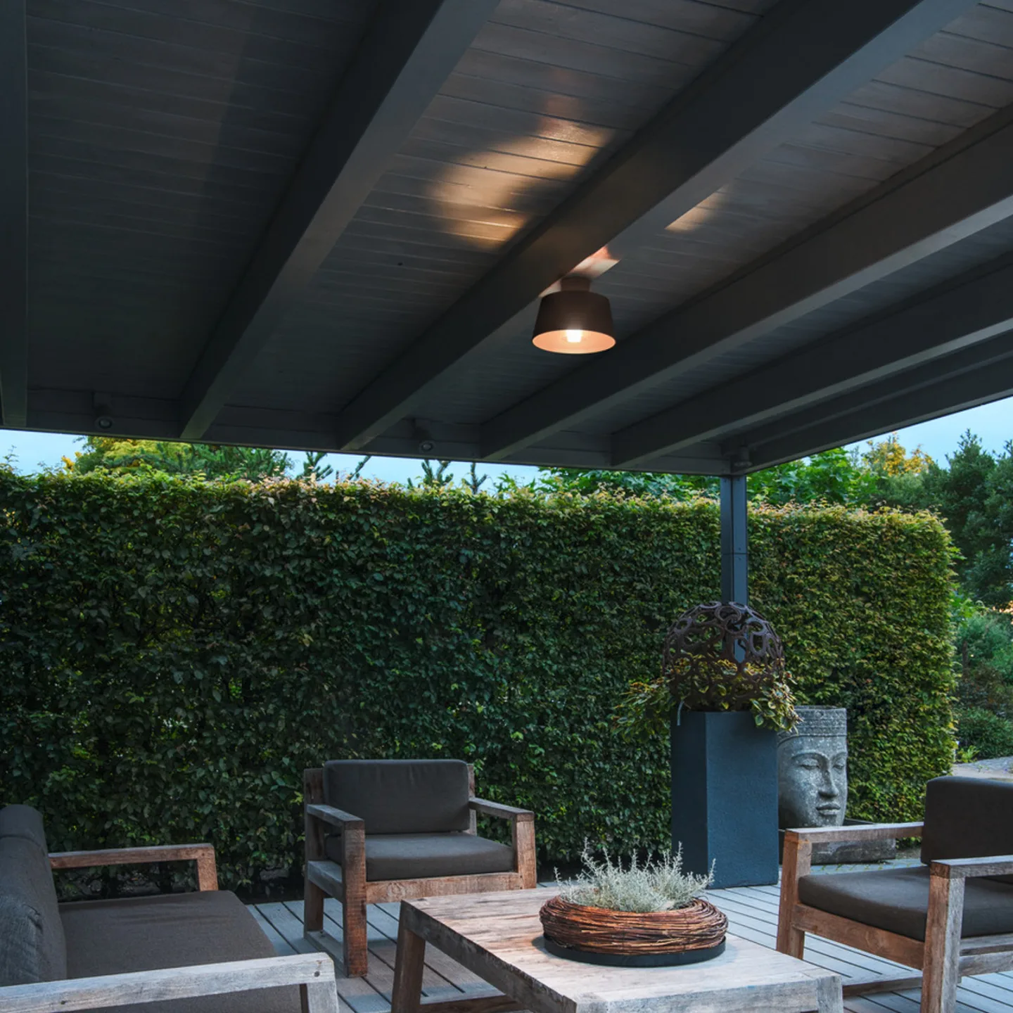 Photoni taklampa, svart, aluminium, Ø 25 cm – SLV - Terrass - Med en ljuskälla