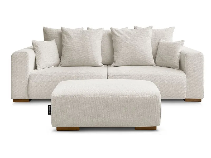 3er Sofa mit Hocker BOBOCHIC SIDONIE Stoff chiniert beige