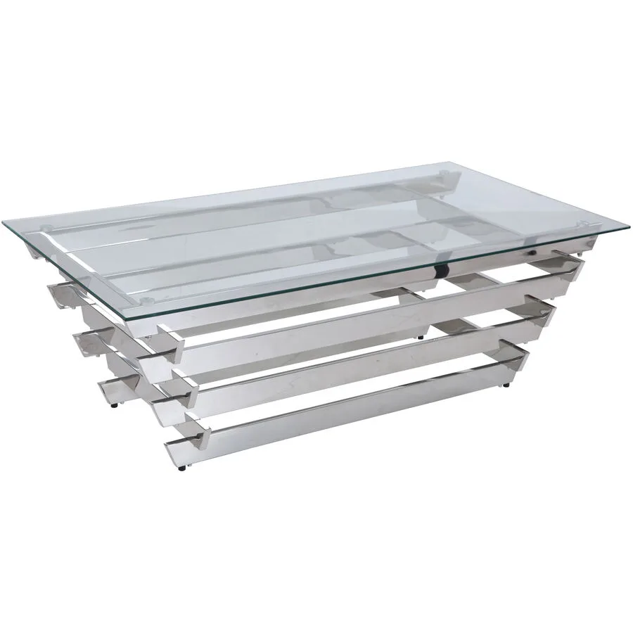 Salontisch Annina silber, transparent rostfreier Edelstahl, Sicherheitsglas B 130 T 70 cm