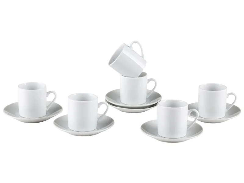 Set Kaffeetassen GEMMA 8.8cl porzellan weiss 12-teilig