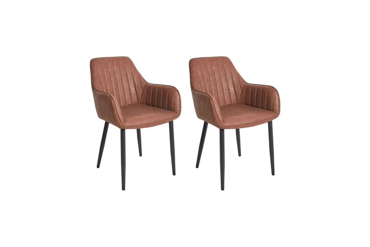 Set med 2 matstolar Wellston - Brun, Svart