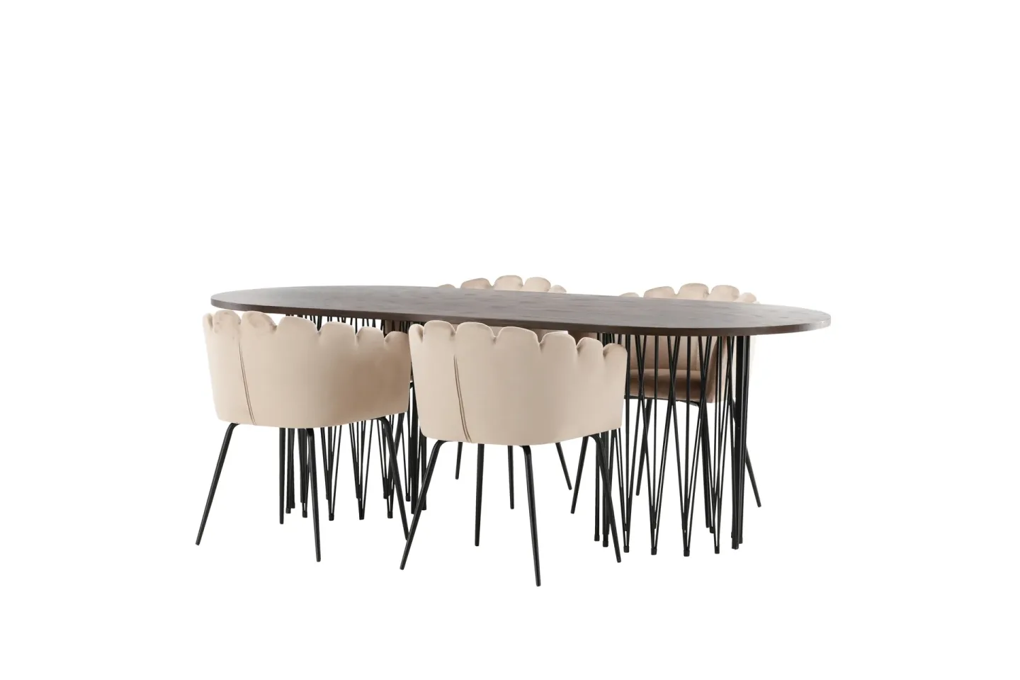 Matgrupp Alismo 220 cm Oval med 4 Limhamn stolar - Beige