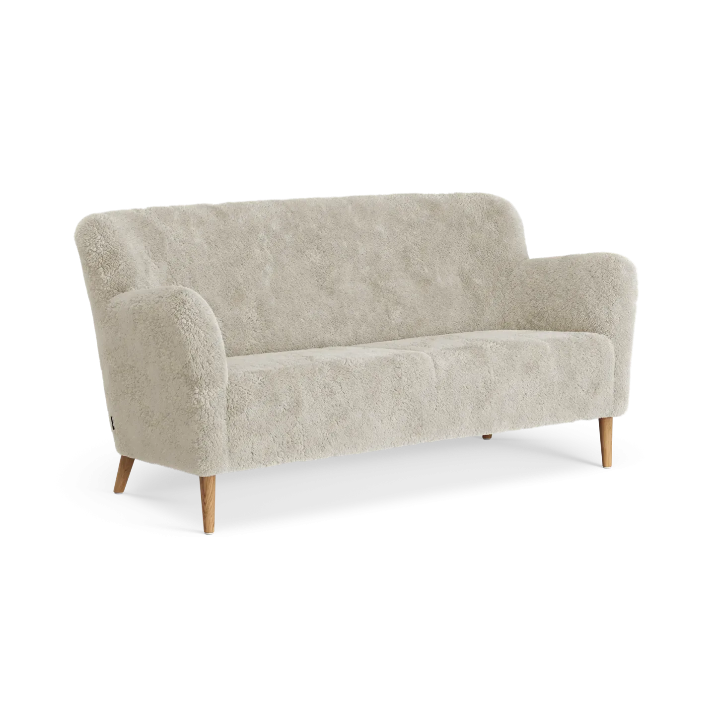 Swedese Nova 2-Sitzer Sofa Schafsfell Moonlight-Eiche geölt