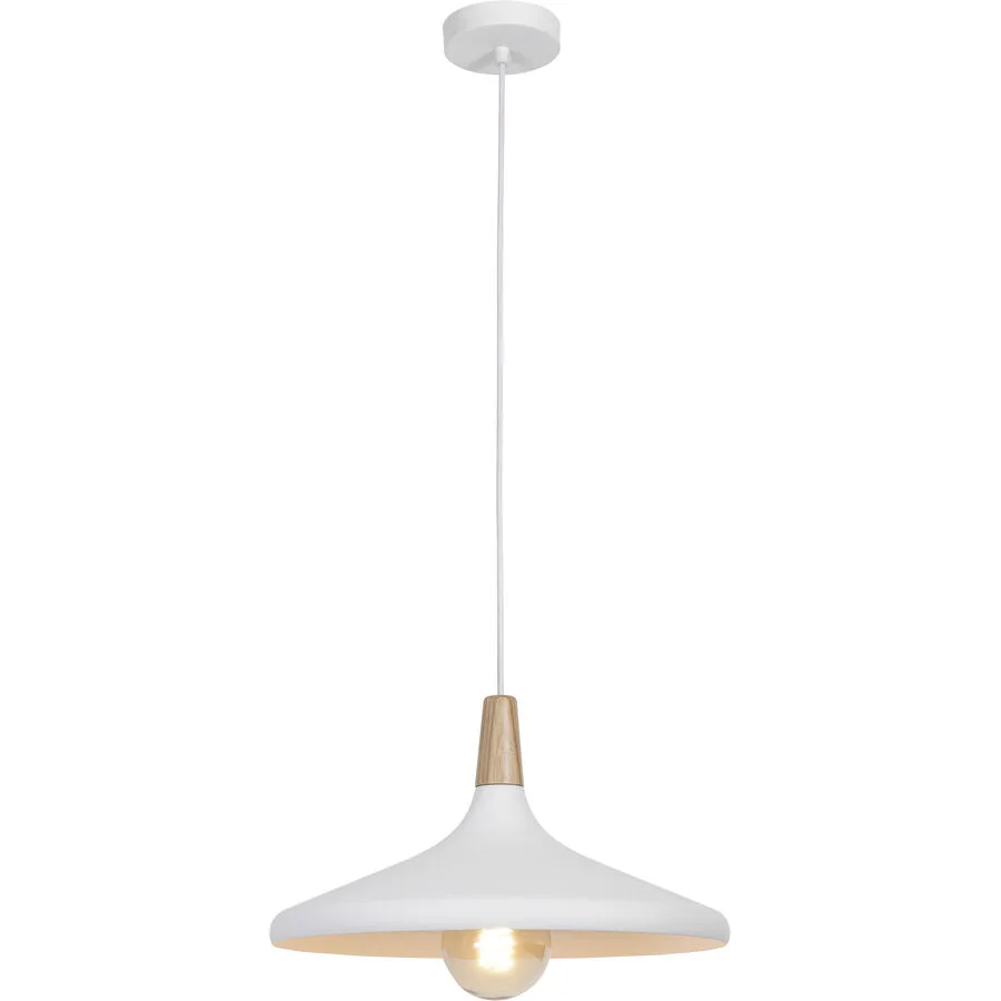 Pendellampe Hino Weiss/Braun Holz/Metall 39 cm 120 cm - Farbe: weiss/natur