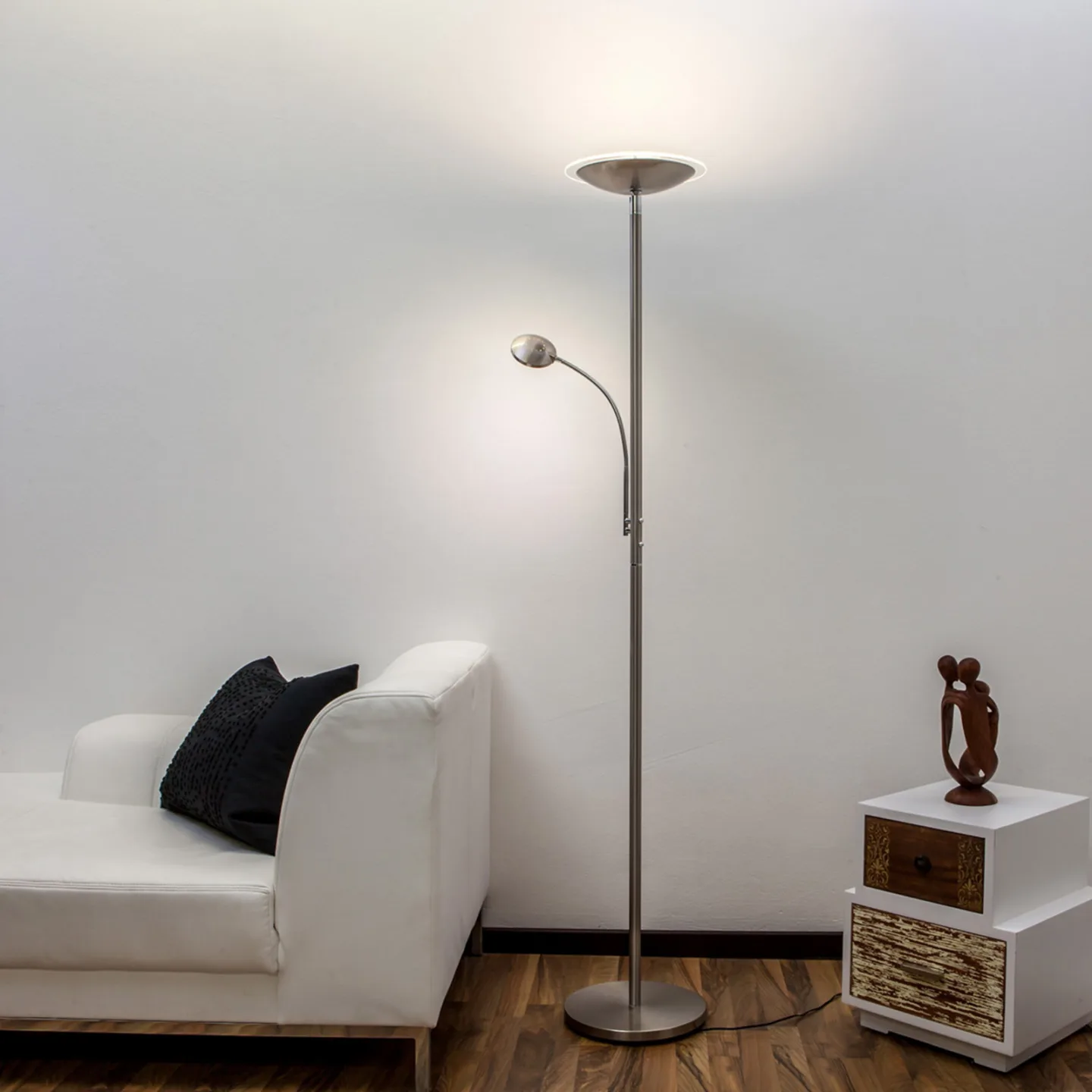 Malea LED Stehleuchte w/Arm Matt Nickel - Lindby - Wohnzimmer - Modern - Metall - Mehrflammig