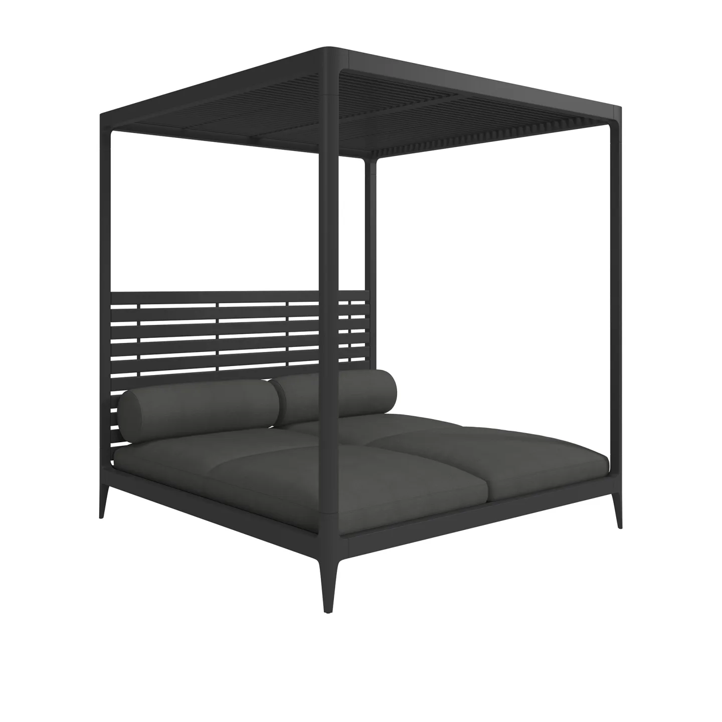 Gloster - Grid Cabana with Aluminium Back Roof , Fabric Cat. B Poolside Coal - Solsängar - Henrik Pedersen - Metall