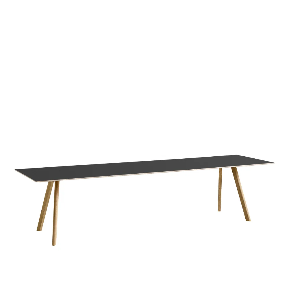 HAY - CPH30 2.0 Table Lacquered Oak Frame L300 X W90 X H74 Black Linoleum Tabletop Lacquered Edge - Matbord - Ronan & Erwan Bouroullec - Svart - Trä