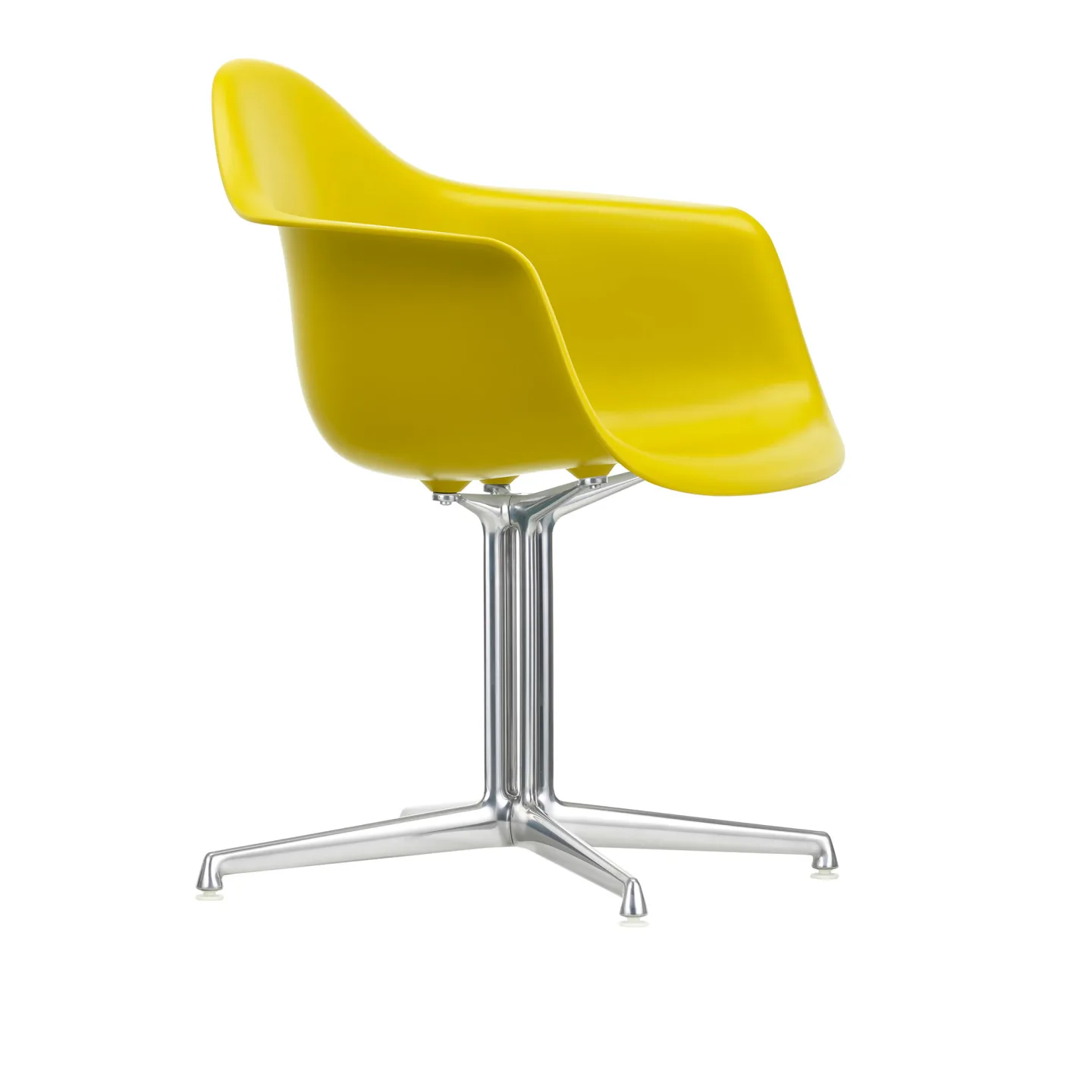 Vitra - Eames Plastic Armchair DAL 34 Mustard Aluminium Polished - Kontorsstolar - Charles & Ray Eames - Gul - Metall/Plast