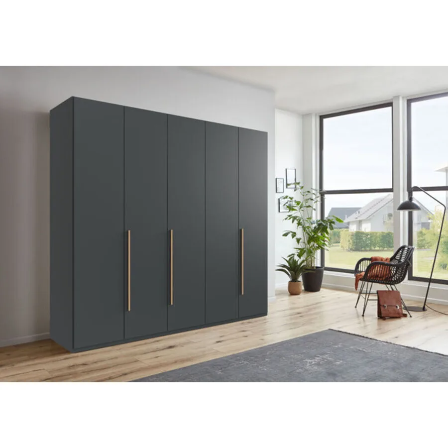 Kleiderschrank Annie Grafit - Griffe Artisan-Eiche-Nachbildung Mischholz B 225 cm