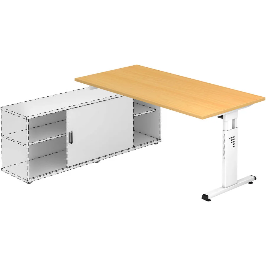 Anbauschreibtisch Office Buche Dekor Holzwerkstoff B 160 T 80 cm