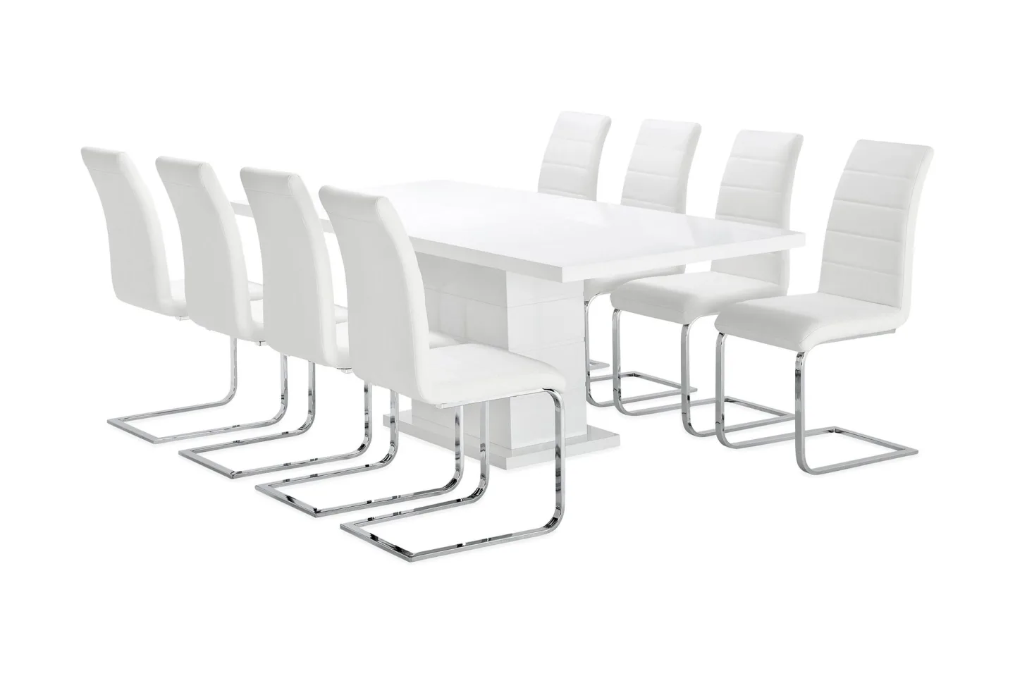 Ratliff Matgrupp 180 cm + 8 Sorado Stol - Vit/Krom