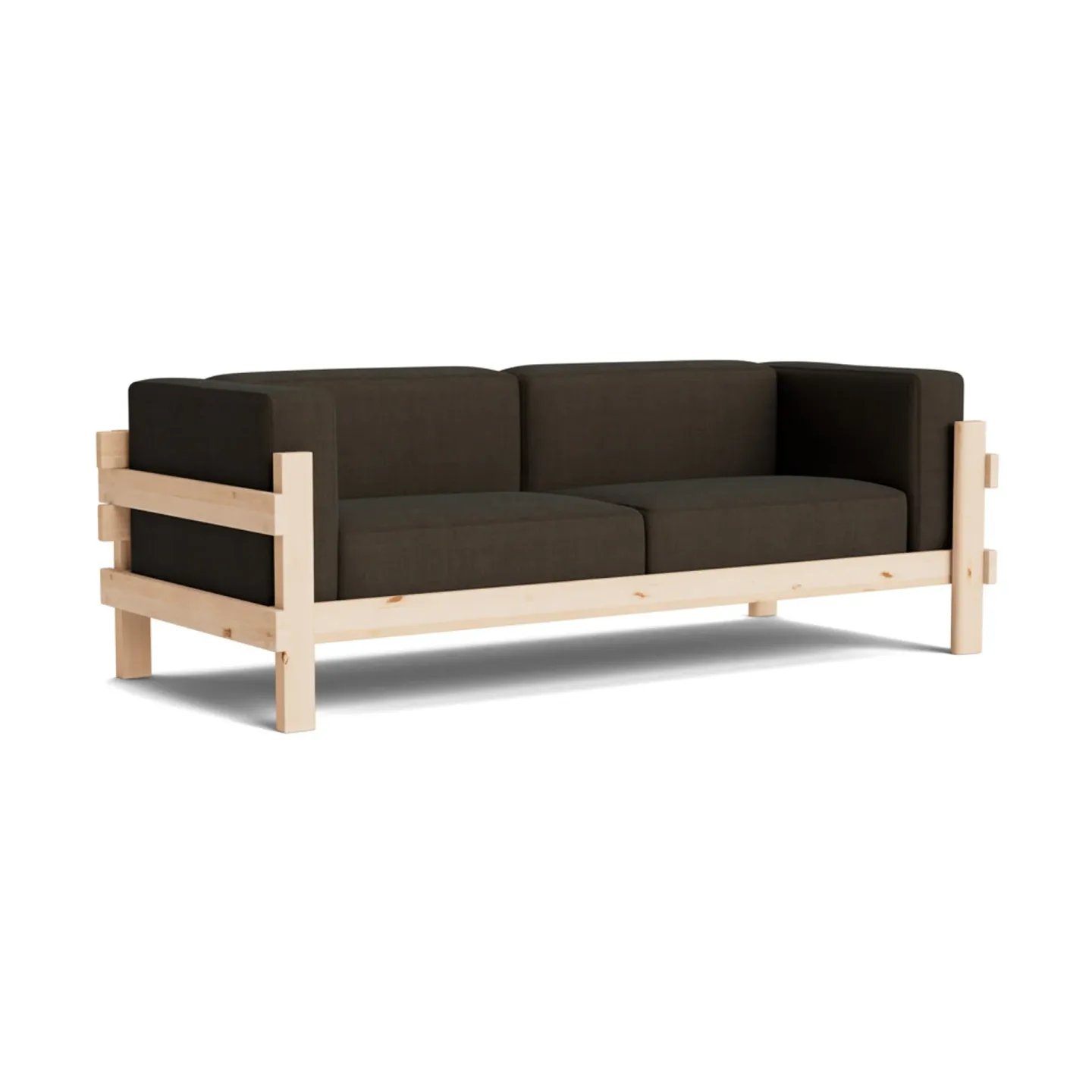 Normann Copenhagen Kube Sofa Lackiertes Kiefernholz-Stoff Remix 356 Brown, 220 cm