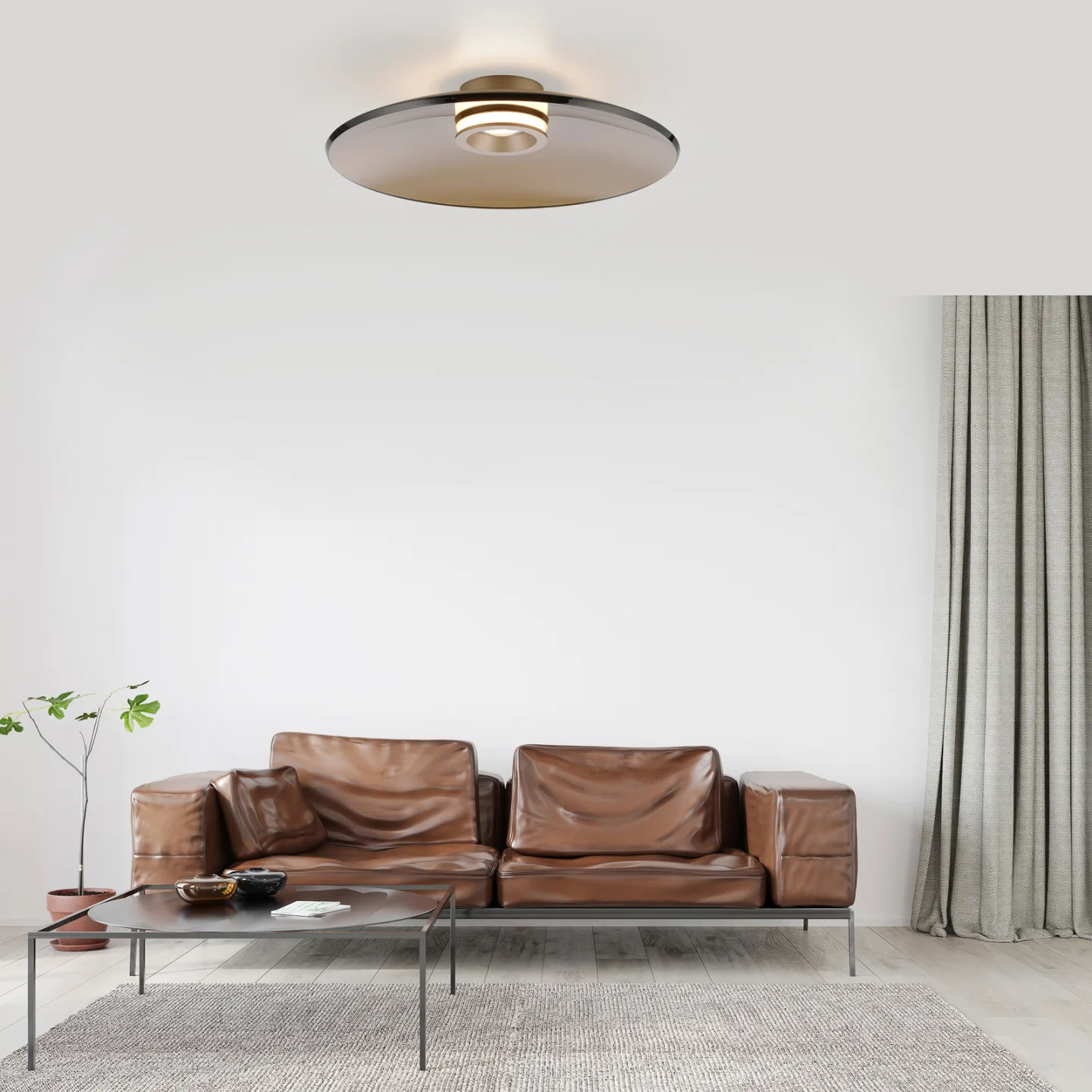 Moon LED-Deckenlampe bronce Ø50cm, Amberglas (dunkel) - PURE PURE Moon - Wohnzimmer - Modern - Mit Schirm