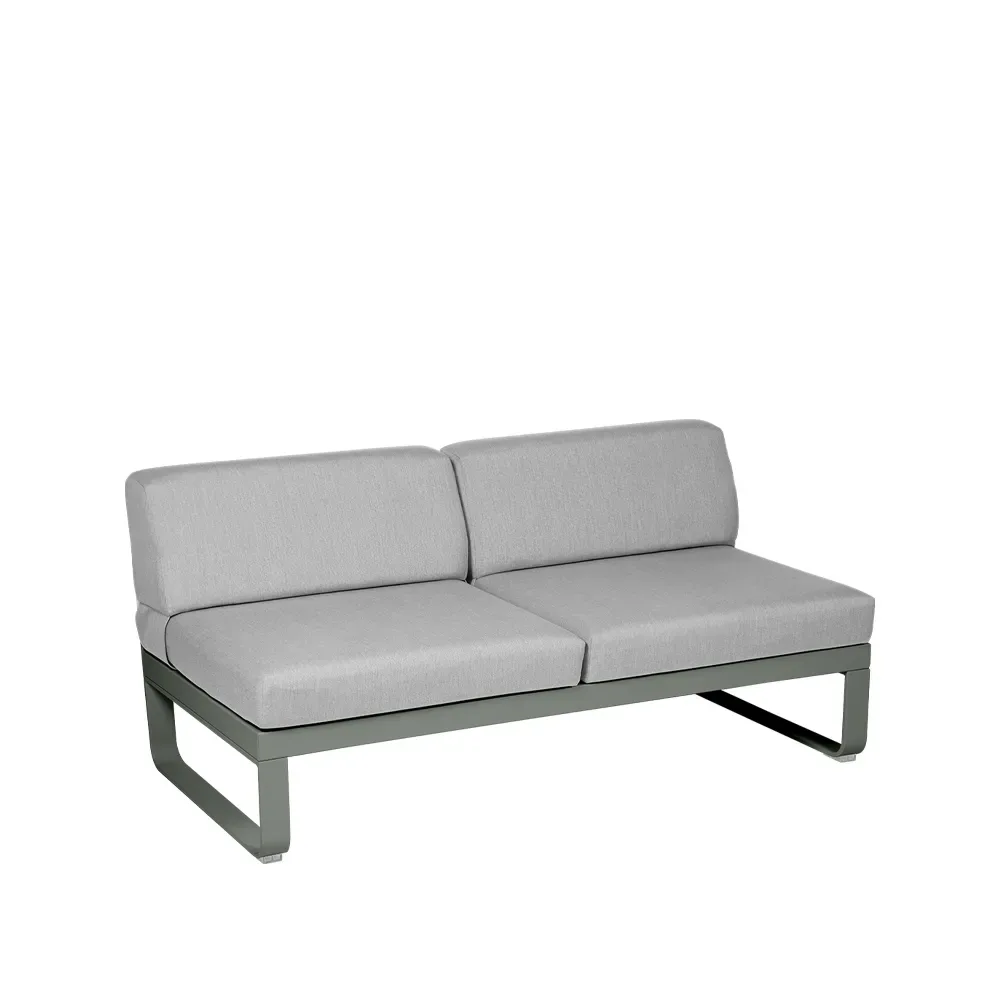 Fermob Bellevie Central modulsoffa 2-sits Rosemary (grön), flannel grey dyna
