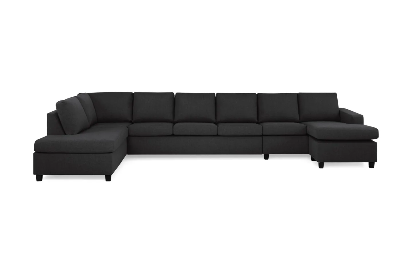Crazy 6-sits Vänstervänd U-formad XX-Large Soffa med Divan och Schäslong i Tyg - Antracit