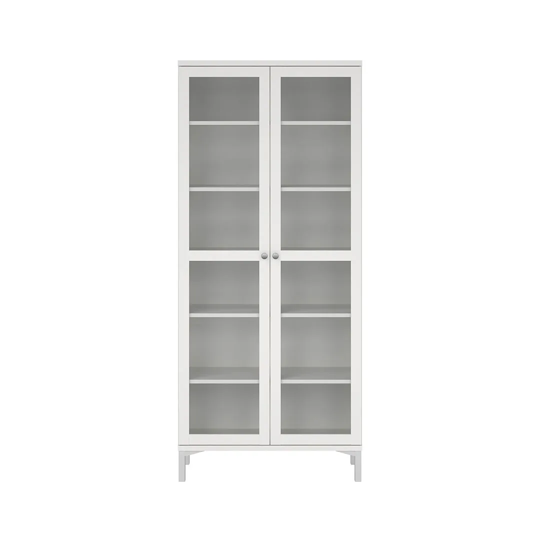 Roma Vitrinenschrank 2 Türen weiß.