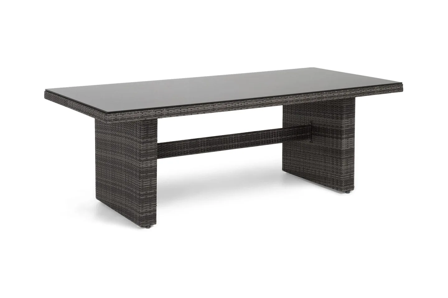 Majestic Matbord Utomhus 210x100 cm – Utebord i konstrotting med bordsskiva i Glas för Trädgård och Altan - Grå