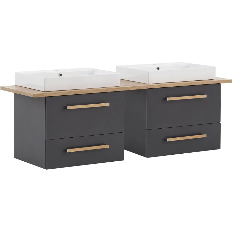 Waschtisch mit Lavabo Hartwich anthrazit Holzwerkstoff B 165 T 50 H 62 cm