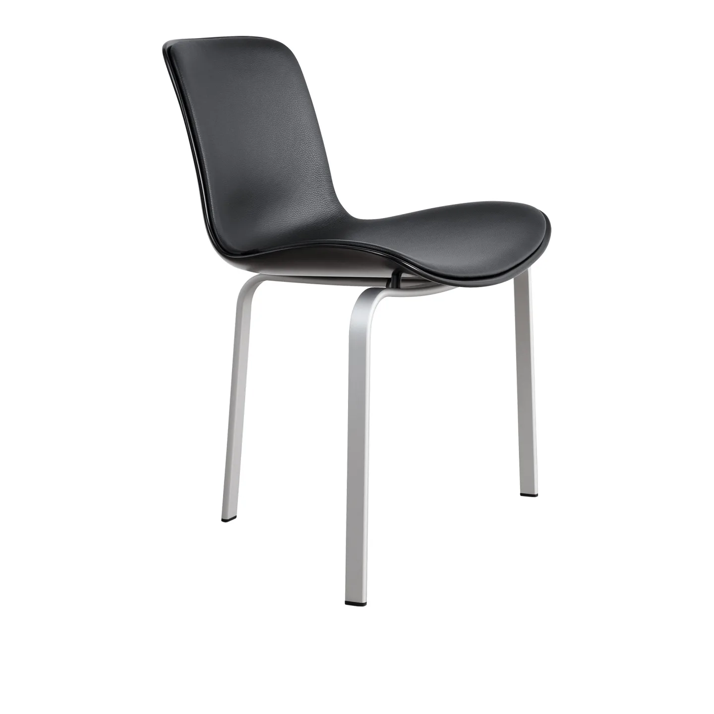 Fritz Hansen - PK8, Svart skal, Läder, Aura Black - Matstolar - Poul Kjærholm - Svart - Läder/Metall/Plast