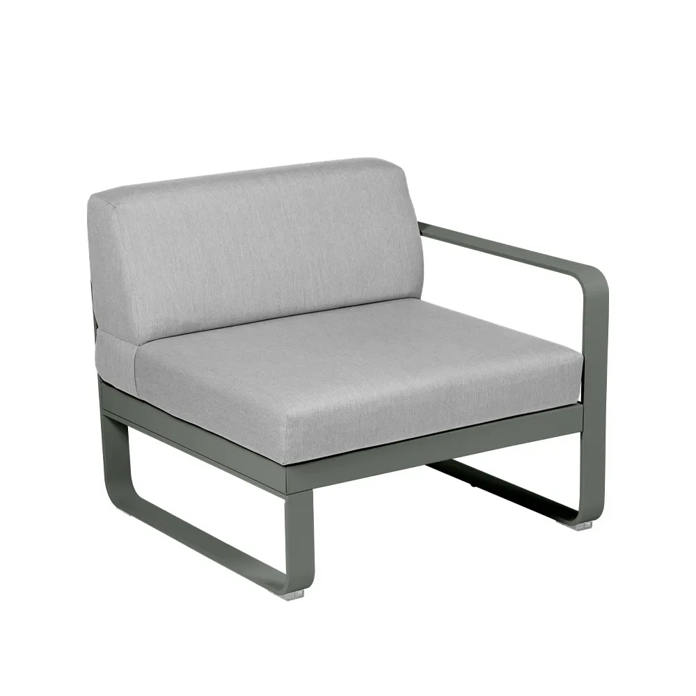 Fermob Bellevie Right modulsoffa Rosemary (grön), flannel grey dyna, 1-sits