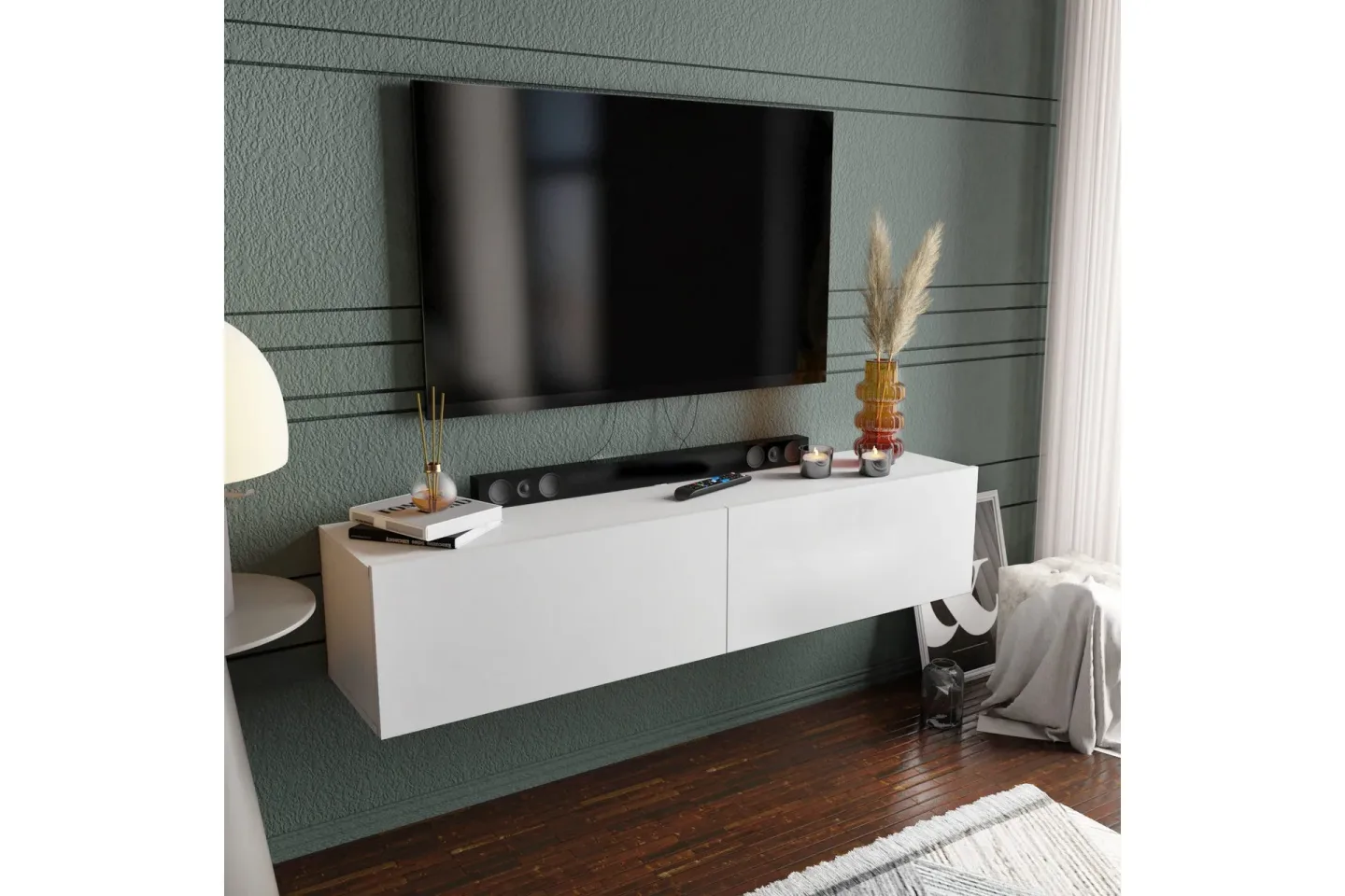 Rinorea Tv-bänk 159,7x34,1 cm - Vit