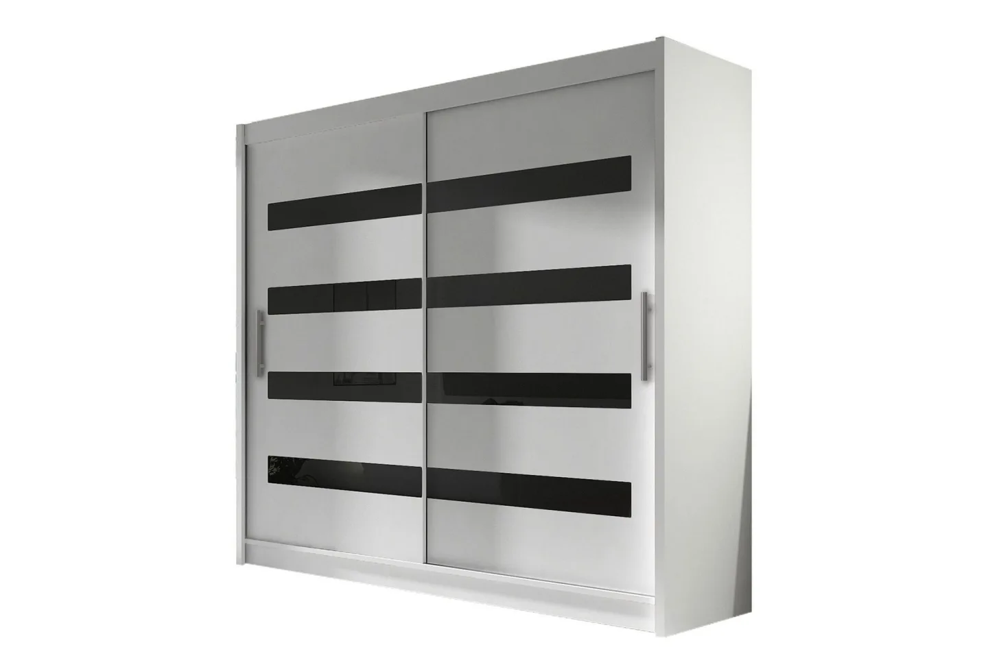 Prag Garderob 180x57x215 cm LED-belysning - Vit/Svart