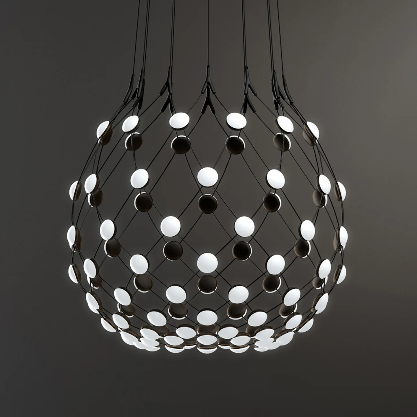Mesh Pendel Ø80xH60 Phase 5m Black - Luceplan - Stue - Moderne - Metal - Med flere lyskilder