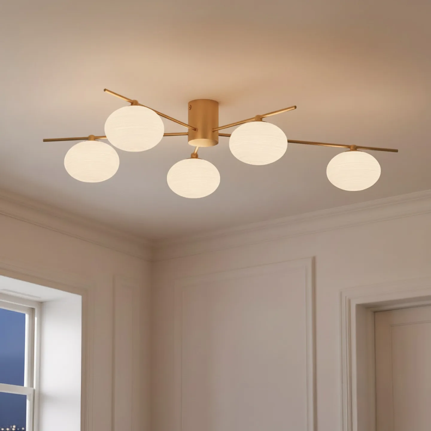 Valisa 5 Deckenleuchte Gold - Lindby - Wohnzimmer - Glas - Mehrflammig