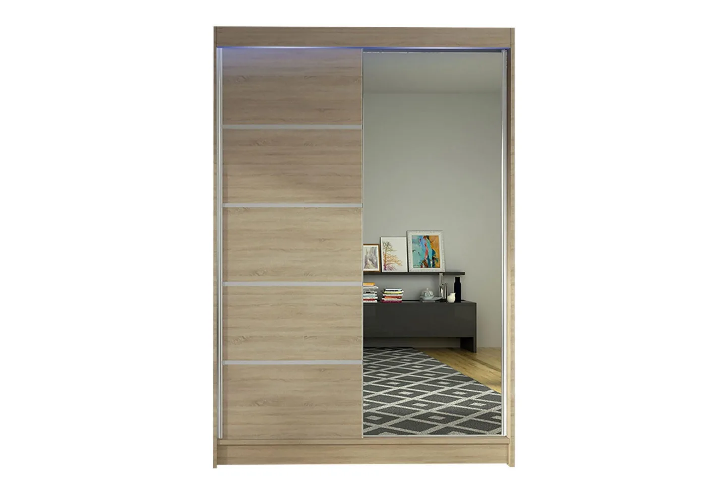 Liverpool Garderob med Spegel 120x200 cm - Beige