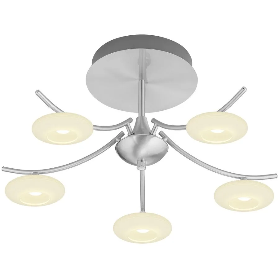 Deckenlampe Kari Grau Metall 53 cm 28 cm - Farbe: Nickel matt mit Chrom - LED - Lichtfarbe: Extra warmweiss - LED Energiesparlampen