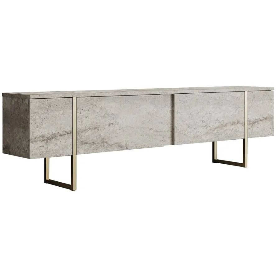 TV-Möbel Yasam beige Melaminbeschichtete Spanplatte B 180 cm 30 kg