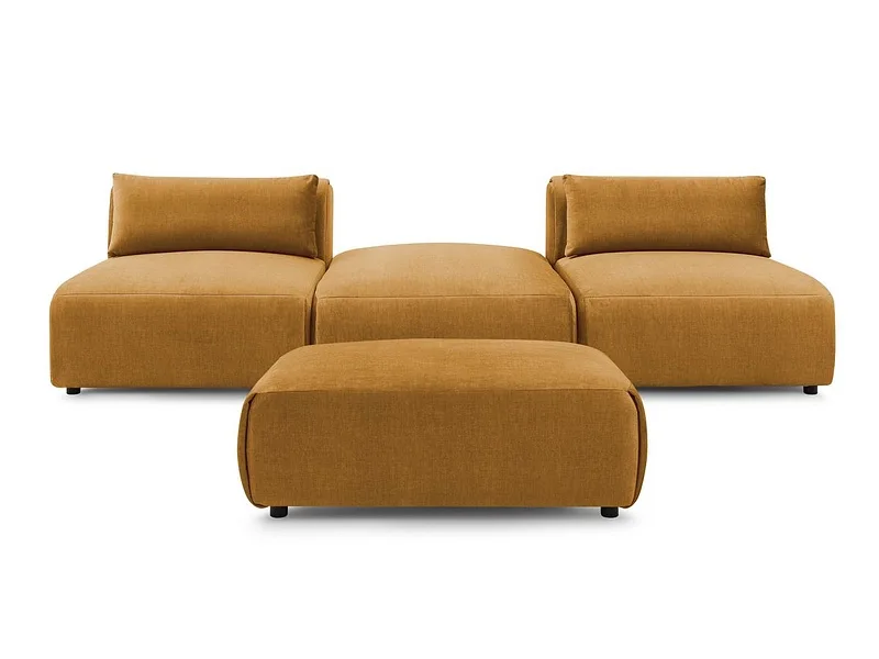 3er Sofa mit Hocker BOBOCHIC JEANNE Samt gelb