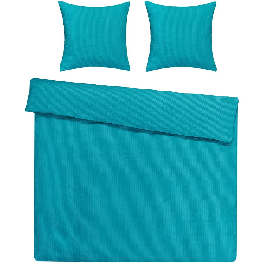 Flair Bettwäschegarnitur Seersucker Grün Stoff 200 cm - Farbe: türkis - Material: 100% Baumwolle