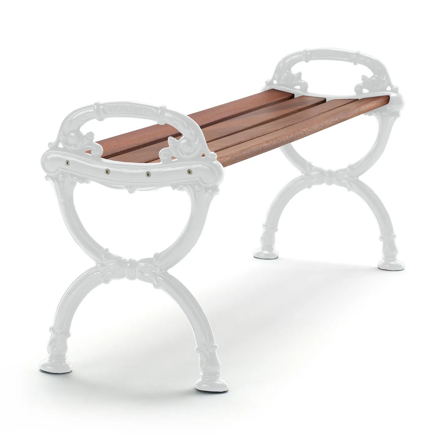 Byarums Bruk - Bänk Byarum Oljad Mahogny/Vitlackerad Aluminium - Trädgårdsbänkar