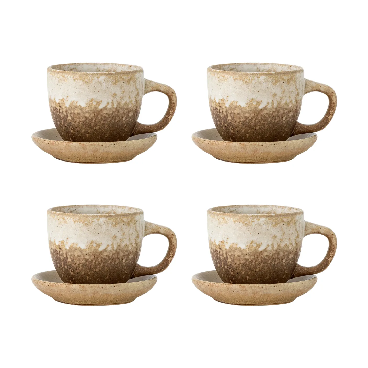 Bloomingville Brenta Tasse mit Untertasse 4-teilig Natur
