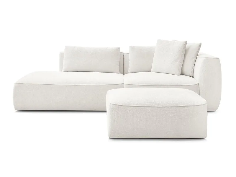 3er Sofa mit Hocker BOBOCHIC LEOPOLD Stoff mit Textur weiss