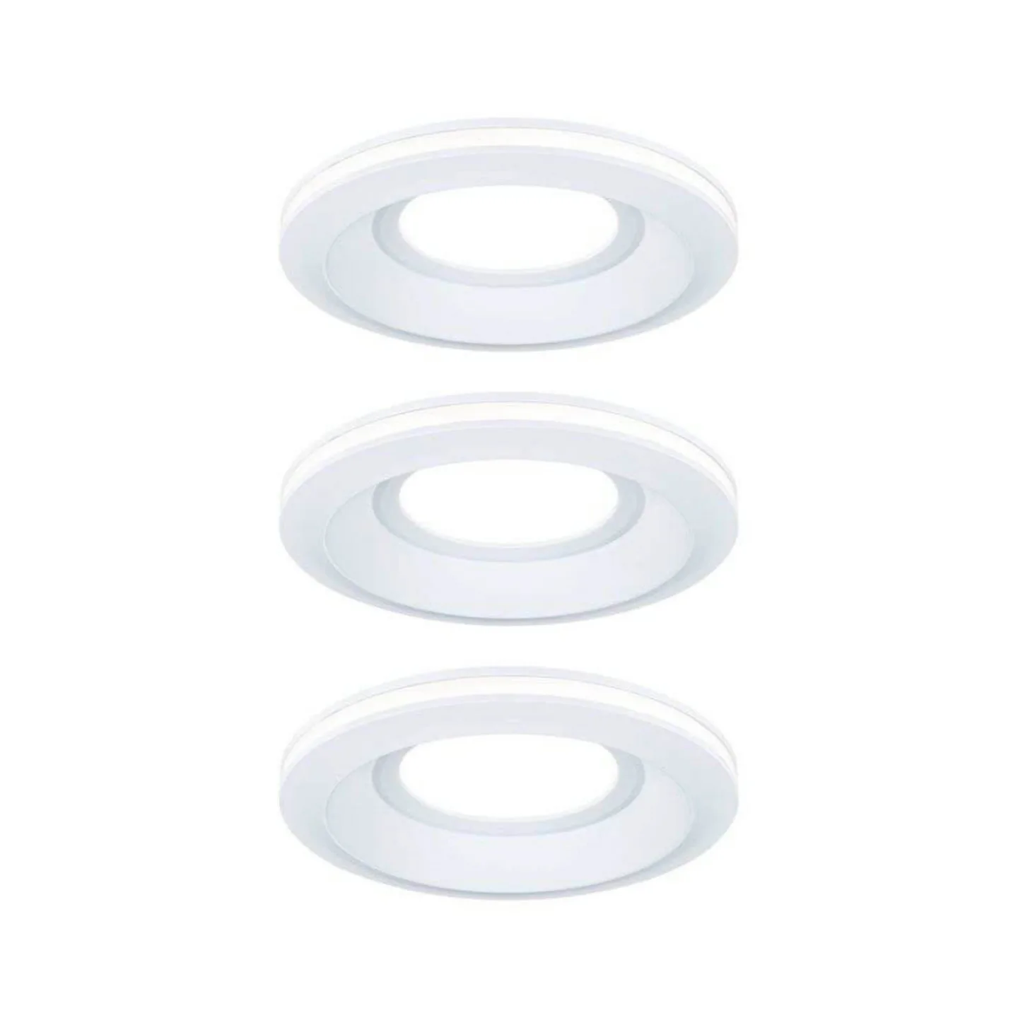 Sormus LED-indbygningslampe, hvid, Ø 10 cm, IP65, sæt med 3 stk. – Paulmann - Badeværelse - Moderne - Plastik - Med én lyskilde
