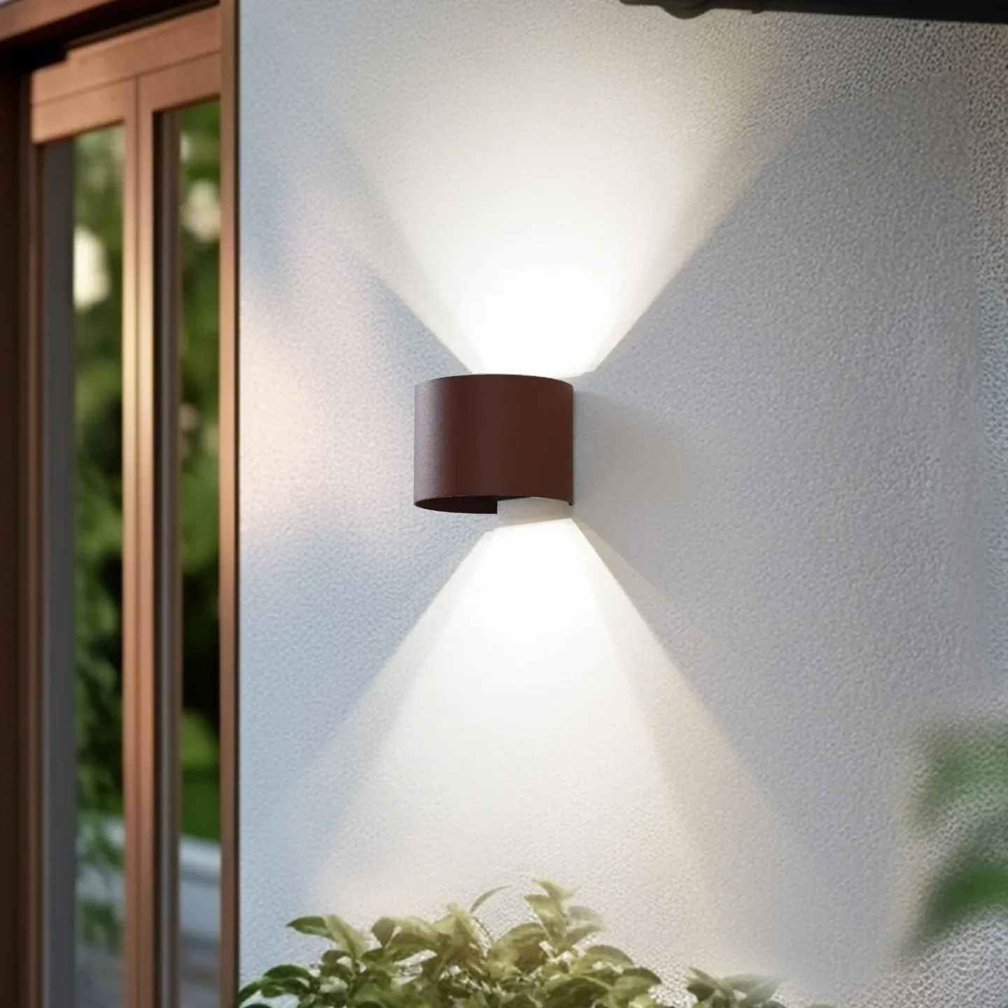 Dara Round LED-utomhusvägglampa, rostfärgad – Lindby - Balkong - Modern - Aluminium - Plafond