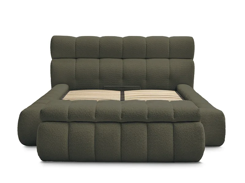 Kastenbett mit Bettkasten BOBOCHIC MONT-BLANC 180x200cm boucle-stoff grün